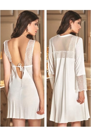 Jeremi 2654 Çeyizlik Ikili Cotton Gecelik Sabahlık Takım