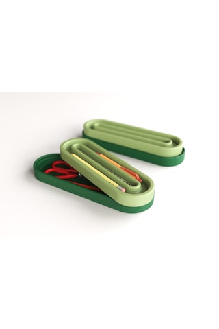 Tıdy Base - Desk Organizer Renkli Kapaklı Kalemlik Seti Kalem, Makas Ve Ataş Düzenleyici Yeşil