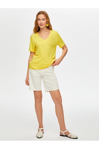 V Yaka Kısa Kol T-shirt S25tsh001 Bs25tsh00160 Sarı
