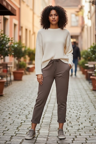Sy & Black Kadın Çelik Örgü Beli Lastikli Ve Bağcıklı Geniş Beden Aralıklı Jogger Pantolon 25p-03 Vizon Vizon