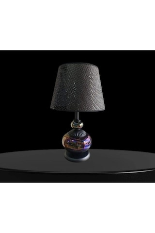 Athyra Abajur Siyah Sedef Siyah Şapkalı Siyah