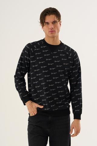 Alexandergardi Baskılı Bisiklet Yaka Sweatshirt Siyah
