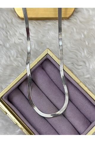 Premium 45 Cm Gümüş Renk 316l Çelik İtalyan Model Şık Kolye