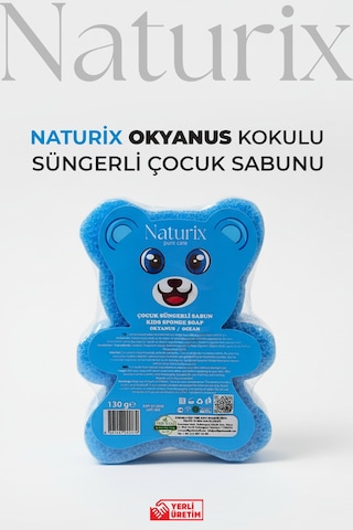 Naturix Ayıcık Şekilli Süngerli Okyanus Ferahlığı Çocuk Sabunu 150 G