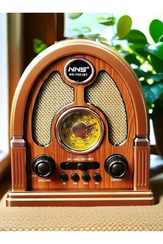 Nostaljik Bluetooth Radyo Ns-7061bt Şarjlı Taşınabilir Fm Radyo Mp3 Çalar