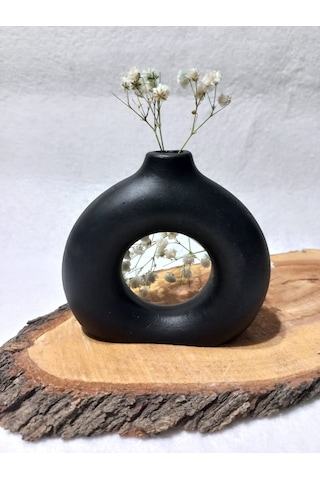 Küçük Boy Donut Vazo Siyah Siyah