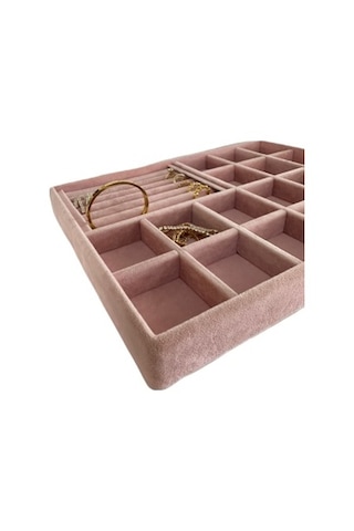 Yerli Üretim Bakü Model Süet Pembe Bölmeli-batırmalı Çekmece İçi Pembe