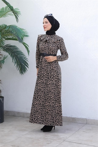 Modi Leopar Desenli Elbise Vizon