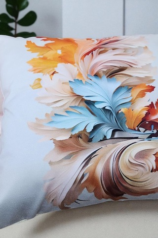 Sonbahar Esintisi Dijital Baskılı Kırlent Kılıfı - 40x40 Cm Ekru