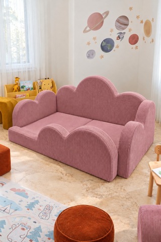Funbed Junior Bulut Tasarımlı Çocuk Yatağı, Karyola Ve Oyun Matı Seti Pembe - 938609351