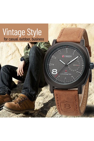 Geeksen Erkekler İçin Klasik İş Saatleri - Kuvars Hareketli, Analog Ekran, Pu Deri Kordon, Siyah 8139 Çok Renkli