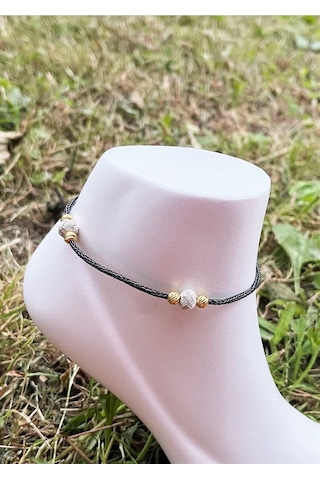 Gümüş Kazaziye Dorika Detaylı Halhal 03 Hal03sb Siyah - Gümüş