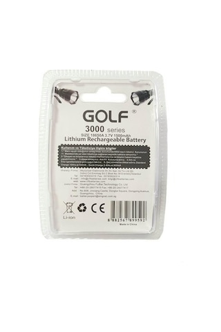 Golf 661097 1500 mAh 18650A Başlı Lityum Blister Şarj Edilebilir Pil