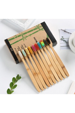 Suntek 10x Ahşap Diş Fırçası Yumuşak Kıllar Temizlik Için