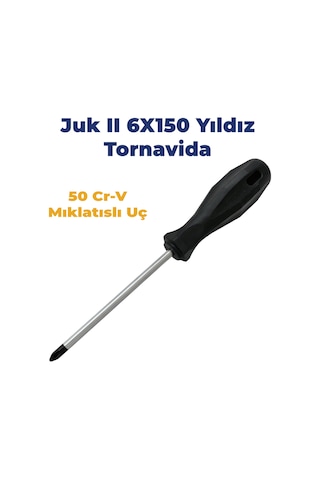 Yıldız Tornavida Ergonomik Kırmızı Plastik Sap 6x150 50 Cr-v Mıklatıslı Uç 23 Cm Uzunluğunda