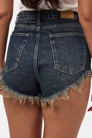 Itsbasic Kadın Koyu Kot 2s6 Mini Boy Paça Püsküllü Denim Şort