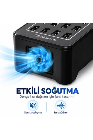 30 Portlu150w Usb Şarj İstasyonu Ev Ofis Toplantı Odası Akıllı Şarj 2.4a Soğutma Fanlı Isı Dağılımı Şarj Cihazı Şarj İstasyonu Çoklu