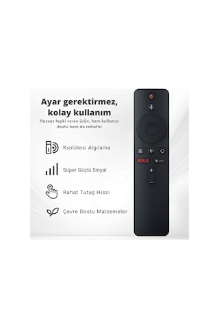 Polham Xiaomi Mi Box S 4k Android Tv Uyumlu Bluetooth Kumanda, Netflix Tuşlu Mi Box S 4k Kumanda
