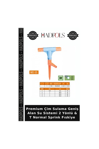 Premium Çim Sulama Geniş Alan Su Sistemi 2 Yönlü & T Normal Sprink Fıskiye