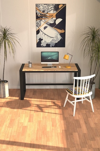 Dekopratikmarsilya Çalışma Masası Bilgisayar Masası Ofis Masası 122x55 Atlantik Çam Atlantik Çam  -  Siyah