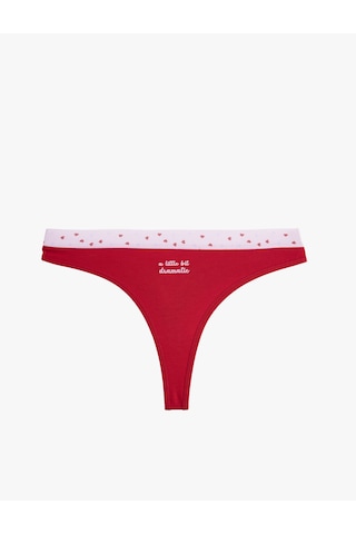 Koton Pamuklu Rahat Kesim Kalpli Baskılı String Külot Kırmızı 6slk30096mk Kırmızı