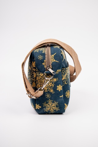 Fabric Craft Bag Omuz Çantası Kadın Taş Yıkamalı Duck Kumaş Çapraz Askılı Günlük Çanta Lacivert - Sarı