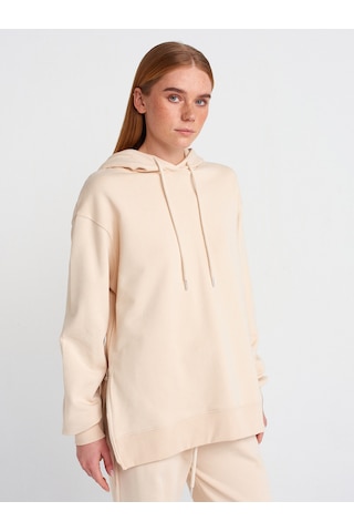 Dilvin 40401 Yanları Fermuarları Sweat- Açık Bej