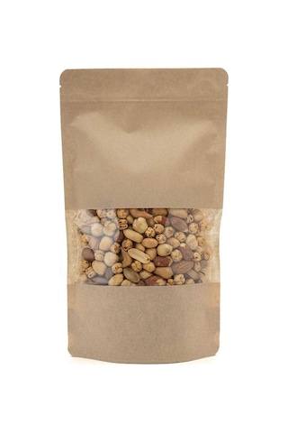 Pencereli Kraft Kilitli Doypack Ambalaj 20 X 30 + 5 Cm. 1000 Gr. -50 Adet