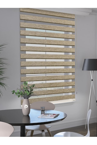 Br Perle Vizon Renk Bambu Stor Zebra Perde Yüksek Kalite Alüminyum Kasa Vizon