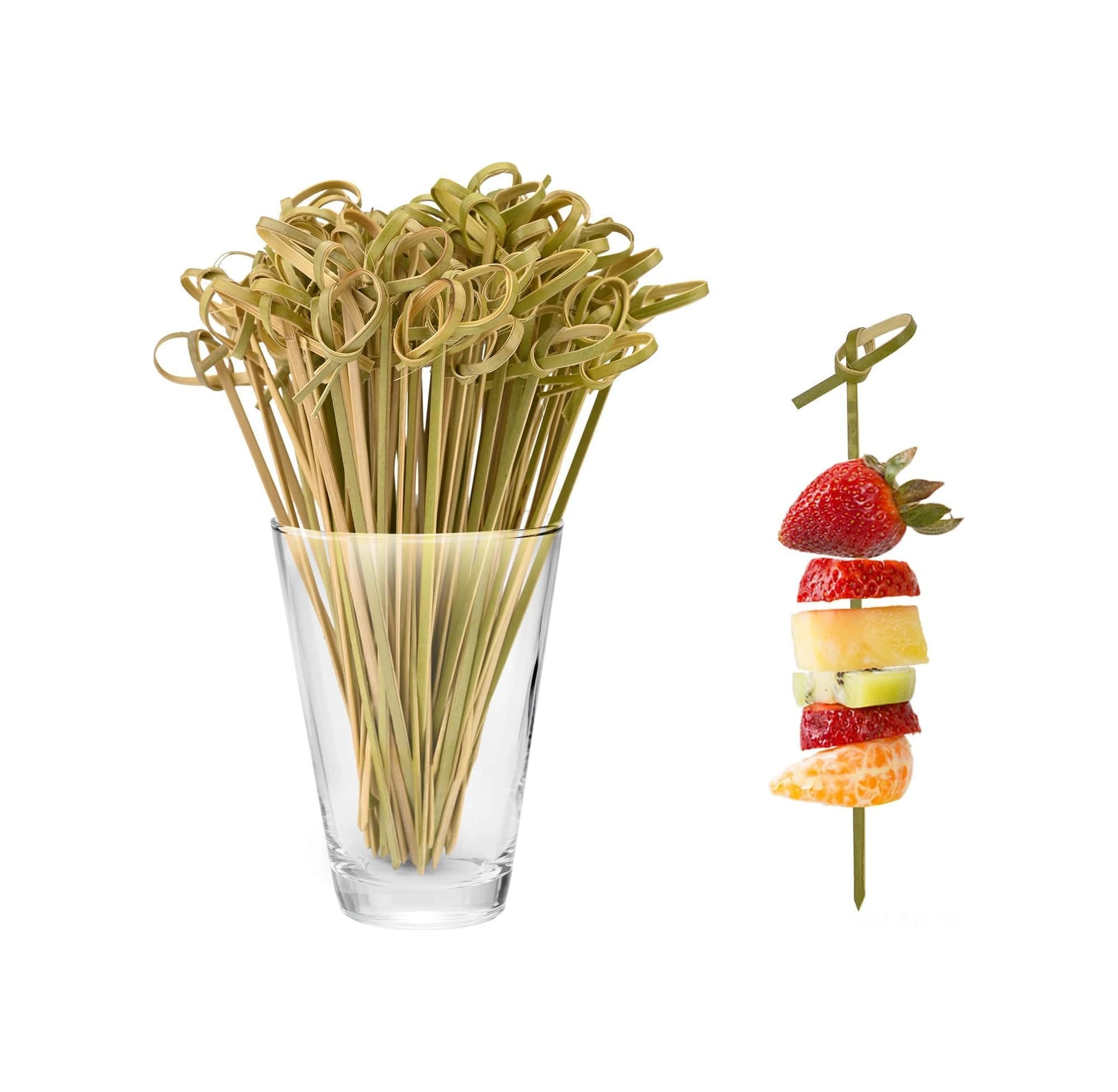 Mufunye Yeşil Bambu Kokteyl Şişleri 200 Adet, 12 Cm - Meze, Tatlı, Sebze İçin Uygun, Hafif Ve Kolay Kullanım Yeşil