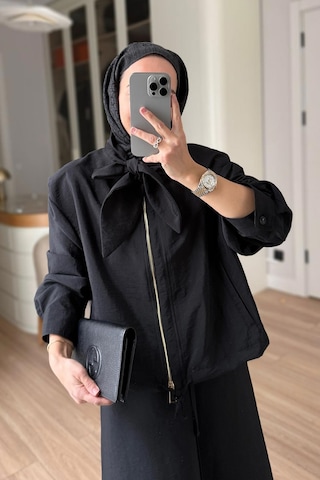 Ka Hijab Ceketli Elbise Takım - Siyah