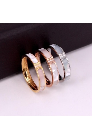 Novahub Moda Trendi 2 Renkli Gümüş Yüzük Alyans Seti, Lüks Nişan Takı Kadın İçin, 6/8/10/12/14/16 Gümüş Boyutu Gümüş