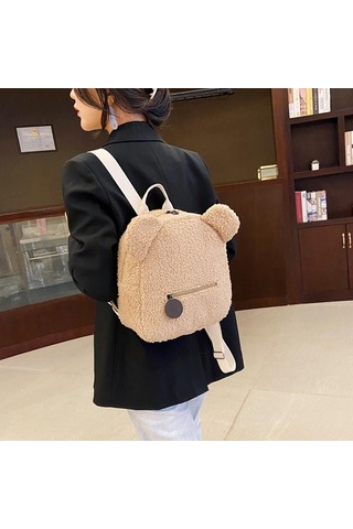 Dolıty Polar Sırt Çantası Rahat Kadın Kolej Omuz Haki Çok Renkli