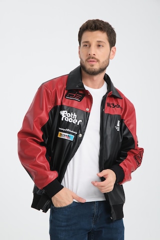 Rocqerx R-2384 Garni Nakış Detaylı Astarlı Deri Mont Kırmızı