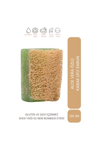 Doğal Kabak Lifli Aloe Vera Sabunu - Shea Yağı İle Zenginleştirilmiş Nem Bombası 130 Gr