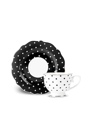 Karaca New Romantic Puantiyeli Kahve Fincanı 90 ml Siyah