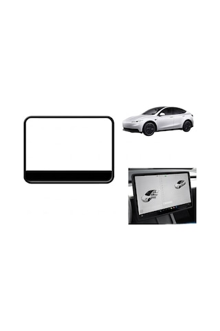 Tesla Model Y Standart Ve Juniper Uyumlu Multimedya Ön Ekran Kenar Koruyucu Silikon Çerçeve Trim 1 Adet Siyah