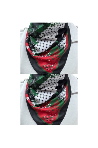 Aldaıyr 2 Adet Filistin Temalı Fular 50x50 Unisex Günlük Kullanıma Uygun Puşi Şal Kefiye Filistin Bayrak Renkli 21