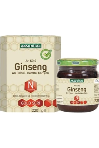 Aksu Vital Gold N 13.000 MG Ginseng Arı Sütü Arı Poleni Ham Bal Karışımı 3 x 220 G