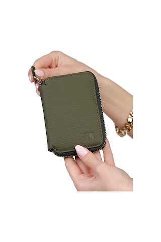 Mft Leather Hakiki Deri Unisex Fermuarlı Cüzdan Lotus 1616 Flother Haki