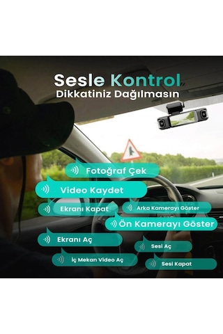Ses Kontrolü,3 Kanallı 3,18 İnç Dokunmatik Ekran, 2160p + 1080p + 1080p Ön Ve Arka İç Döngü Kaydı, 5,8 Ghz Wifi