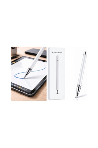 Tecno Spark Go 2023 Uyumlu Dokunmatik Stylus Kalem Disk Uçlu Hassas Beyaz Tablet Telefon Çizim Kalem