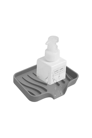 Teltree Pratik Silikon Sabunluk - Kendinden Süzme Tasarım, Banyo Ve Mutfak İçin Gri