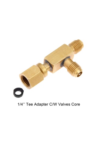 Klima Küresel Vanası 1/4 İnç Sae Adaptörü Ve 1/4 İnç Vanalar Çekirdek Hızlı Bağlantı Elemanı Erişim Tee, R134a Soğutucu Akışkan İçin