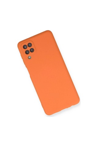 Samsung Galaxy A12 Kılıf Nano İçi Kadife Silikon - Turuncu Altın