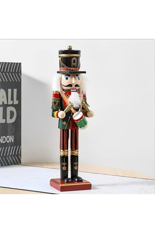 Konesam 30cm Ahşap Savaşçı Figürü, Elle Boyanmış, Açılabilir Ağız, Noel Dekorasyonu, Ev Zırhlama, Hediye Özel Davulcu