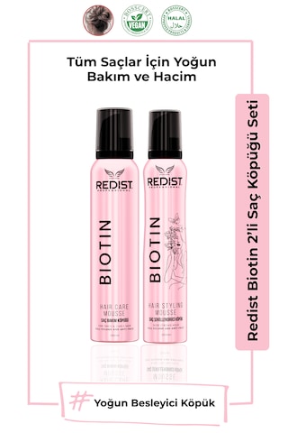 Redist Biotin Bakım + Şekillendirme Köpük Seti / İnce Telli Ve Hacimsiz Saçlar