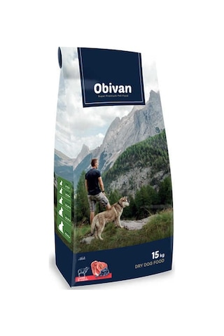 Obivan Kuzu Etli ve Yaban Mersinli Yetişkin Köpek Maması 15 KG