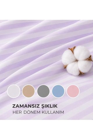 Tek Kişilik Otel Tipi Lastikli Çarşaflı Pamuk Saten Nevresim Takımı 100 Lila