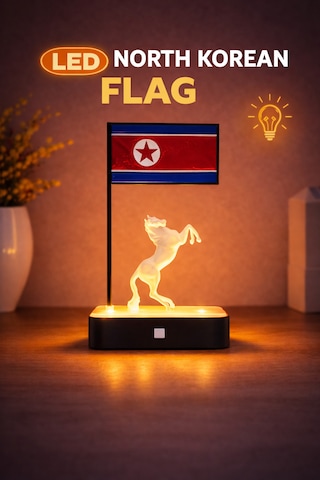 Kuzey Kore Bayrak Led Masaüstü Dekor Kişiye Özel İsimli Minimal Tasarım Modern Ev Ofis Aksesuarı Hediyelik 3d Baskı Gece Lambası Ebat-Renk-20Cm-Siyah